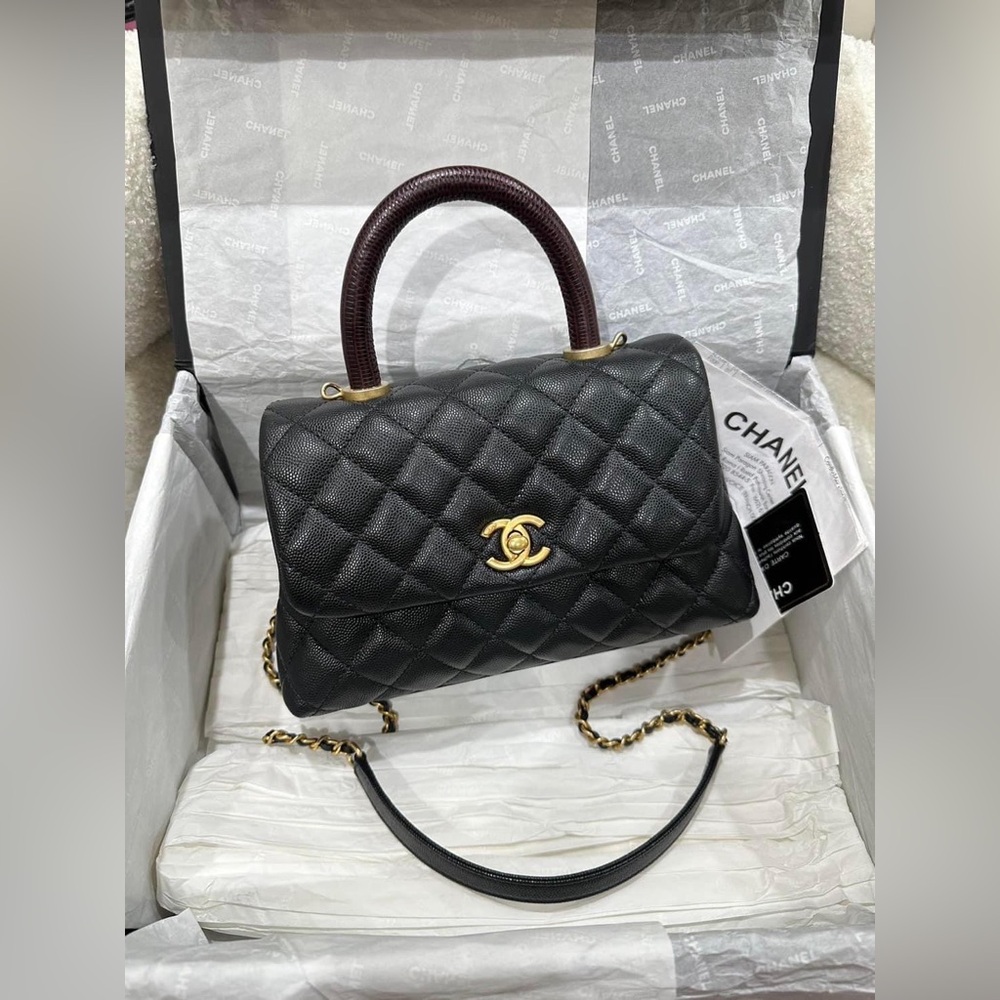 Sold out ✖️✖️Chanel small coco handle bag in champagne gold with caviar leather - Picture 9 of 9